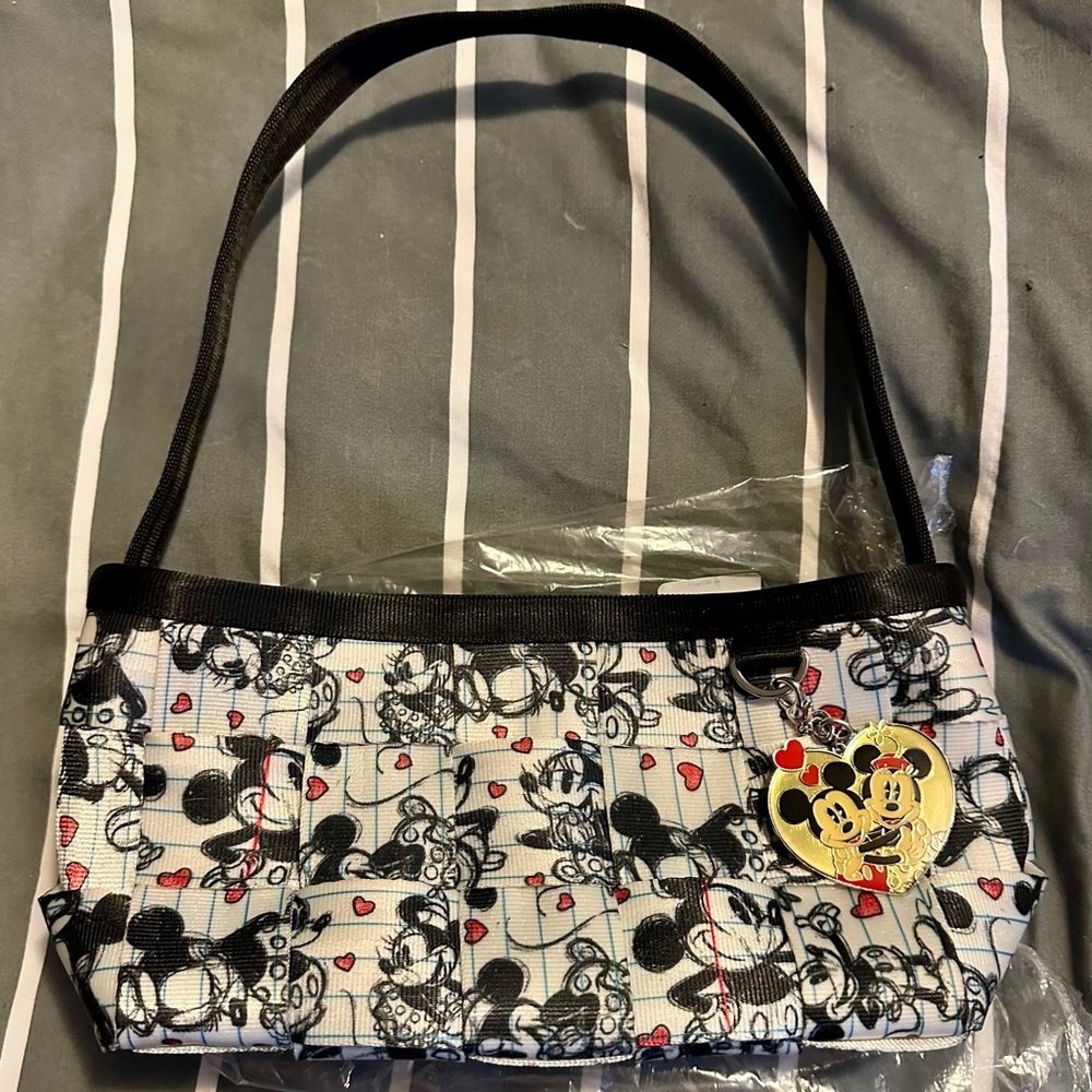 Harveys x Disney Couture Seatbelt Bag & Charm, Mickey & Minnie Love Sketch